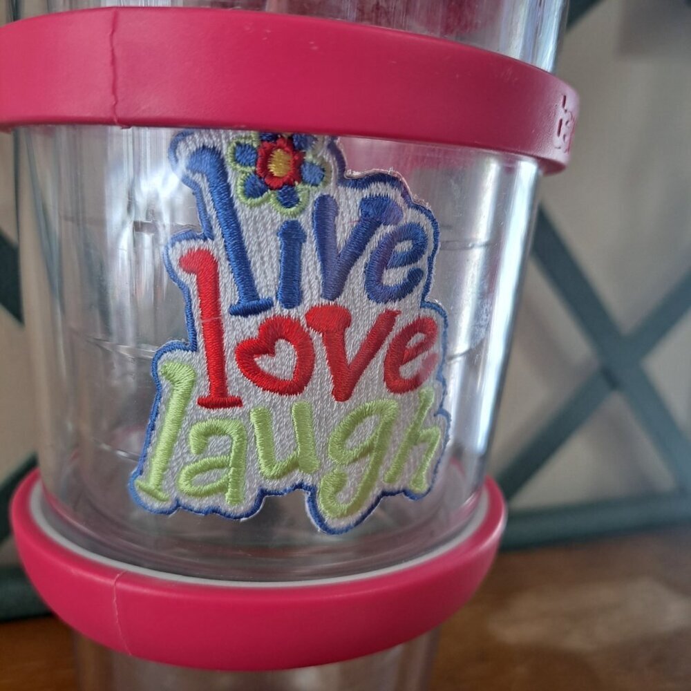 Tervis 24 Oz Tumbler With Lid And Handle " Live Laugh Love"